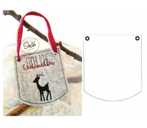 Stickdatei ITH - Wimpel Basic blanko mit Ösen abgerundet